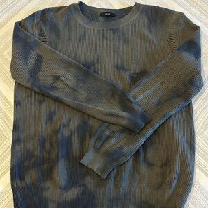 Fate Women’s Distressed Olive Green & Black Tie Dye Sweater - Size S